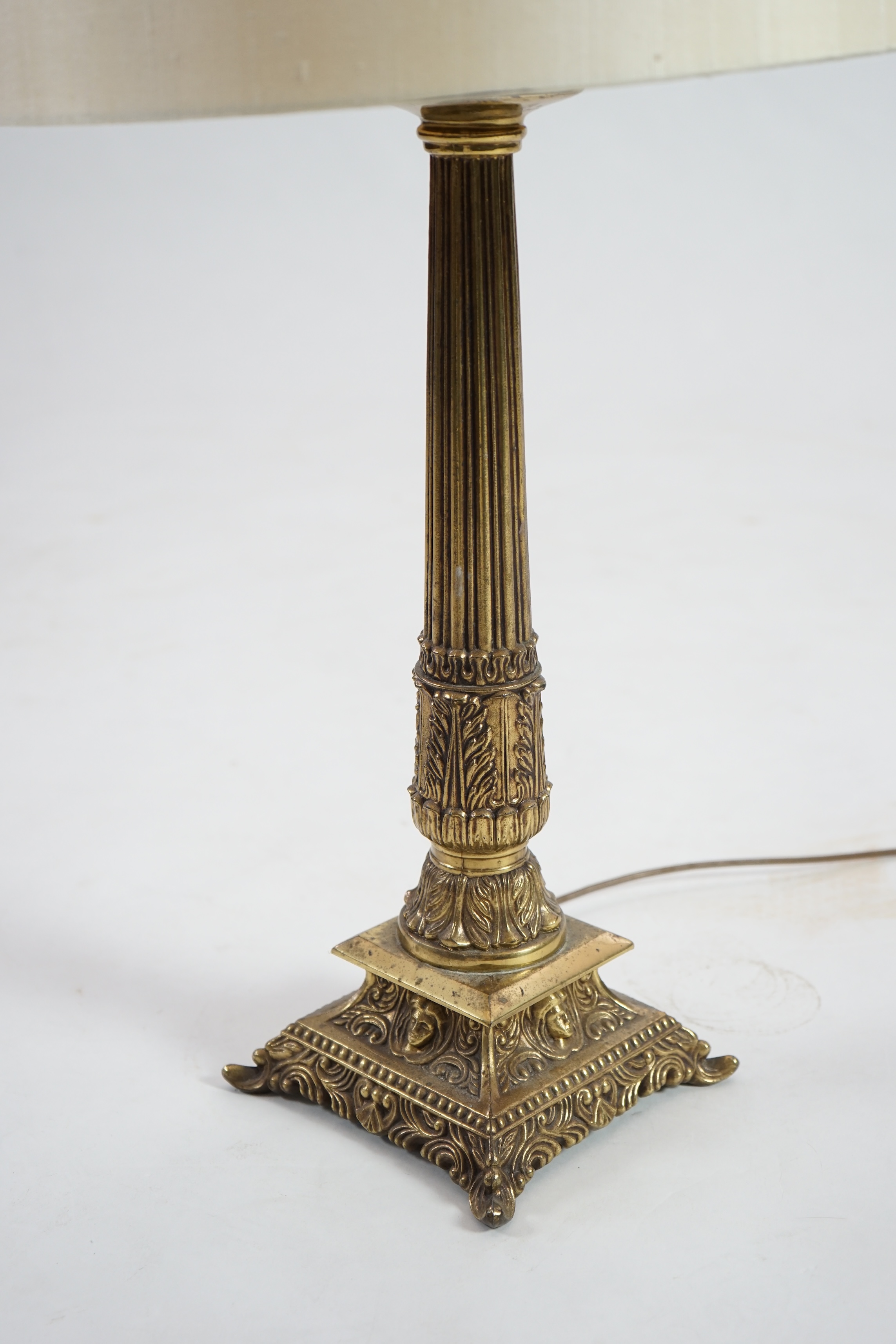 A Victorian style brass table lamp